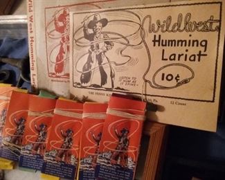 Vintage Wild West Humming Lariat Store Display Box & Toys