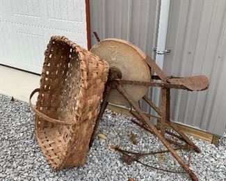 Large Antique split oak gathering basket from Belhaven NC, a small North Carolina town on the Pamlico Sound known for fresh crab and cotton fields