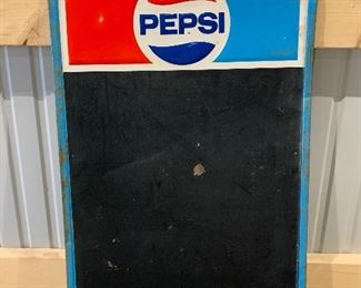 Vintage Blue Embossed Pepsi Advertising Soda Shop Chalkboard