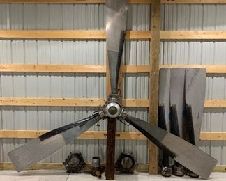 2 Vintage 1948 Convair 240 Airplane aluminum 3 blade 13’ circumference Hamilton Standard propellers, each individual blade is 6’ 3”, stamping and manufacturing graphics