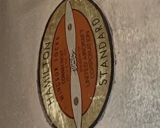 Vintage 1948 Hamilton Standard propeller label on one airplane blade