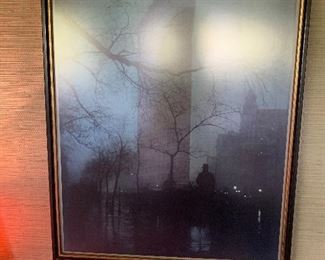 Vintage framed Edward Steichen poster, Flat Iron Building, NY