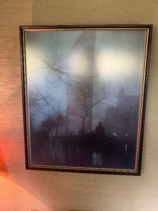 Vintage framed Edward Steichen poster, Flat Iron Building, NY