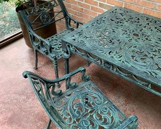 Table and 4 chairs, cast aluminum
