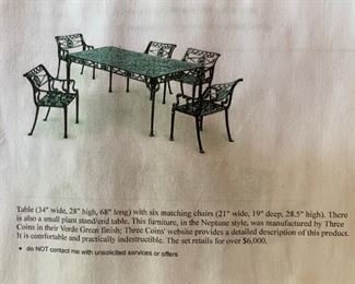 Details for cast aluminum table and 4 chairs