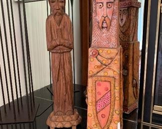 Monk on left not in sale. Plaster "Chess piece" sculpture.