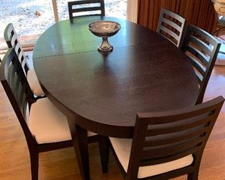 Large oval table, black, 6 chairs