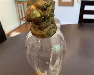 Cockatoo bird ewer pitcher, glass eyes