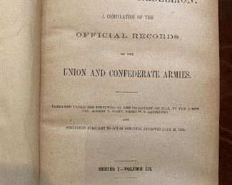One volume of War of the Rebellion