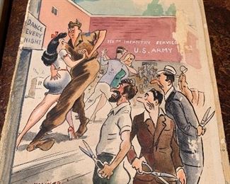 Signed watercolor WW2 350th Infantry US Army