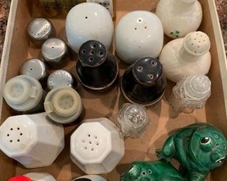 Salt and peppers -assorted; Belleek; pottery, figural