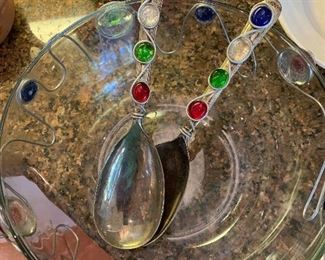 Jeweled salad bowl and servers