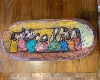 Hand painted Last Supper wooden bowl