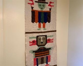 Wool Indian rug wall hanging