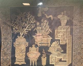 Asian black and gold tapestry