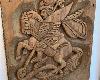 Antique carved wood panel, Mexico, Central America