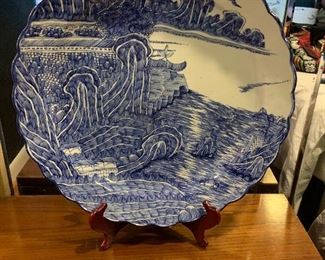 Japanese blue and white porcelain charger
