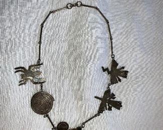 Sterling silver necklace with Native American motifs