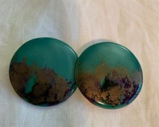 Large enameled metal earrings