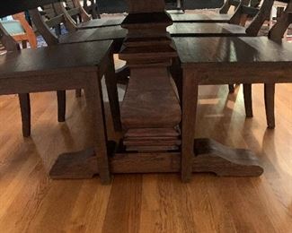 Pedestal legs of the farm table