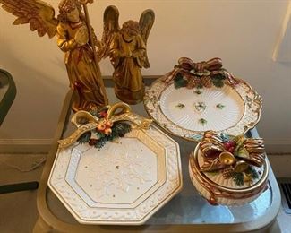 Fitz & Floyd Christmas Plates & Bowl