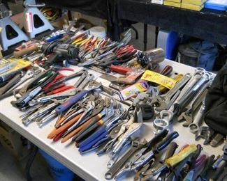 Hoarder  of tools channel locks  plyers  vice grips and crescent wrenches