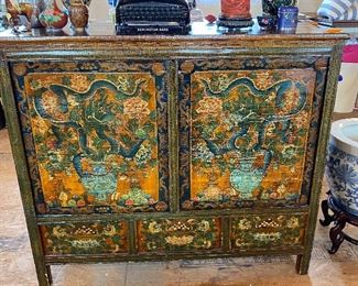 Painted Asian cabinet