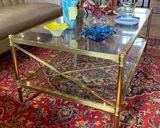 Glass & brass cocktail table