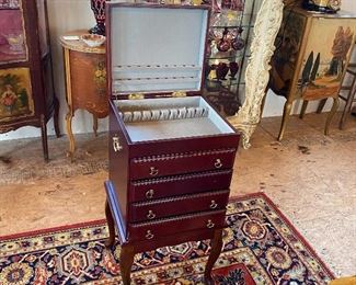 Mahogany silver chest on frame