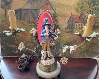 Meissen mirrored Boudoir Lamps (one of pair)