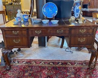 Chippendale style leather top desk