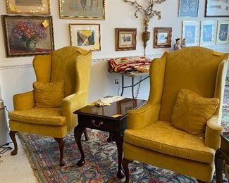 Pair Gold Wing Chairs