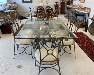 Iron glass top table & chairs set