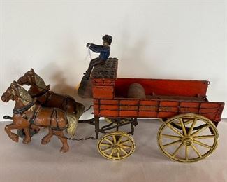 Cast Iron Horses & Wagon