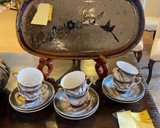 Moriage Lithopane cups/saucers