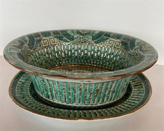 Green Fitzhugh Basket & underplate