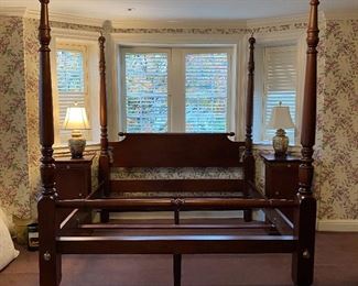 Custom mahogany king size poster bed with apple finials