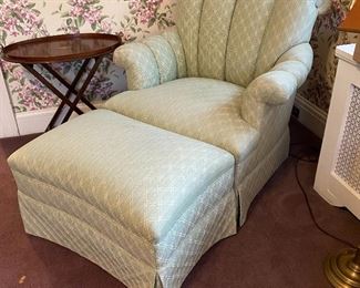 Upholstered club chair & ottoman