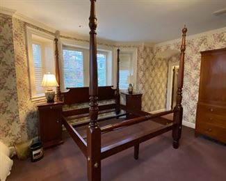 Custom mahogany king size poster bed with apple finials