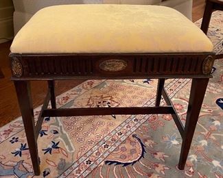 Antique upholstered stool w/medallion