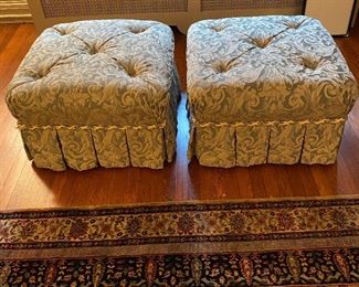 Pair upholstered ottomans