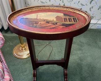 Painted oval chair side stand