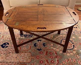 c1800-1820 Mahogany panel top Butlers tray on contemporary stand