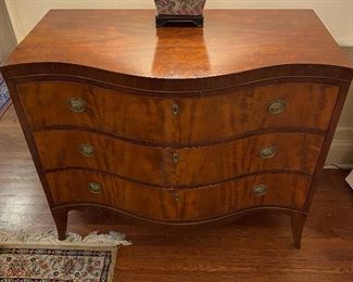Irwin flame mahogany serpentine chest of drawers