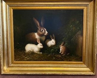 Oil painting, bunnies, Barofsky