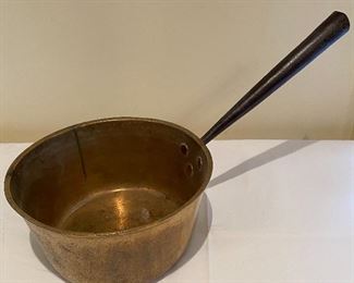 Antique HEAVY brass pot w/iron handle