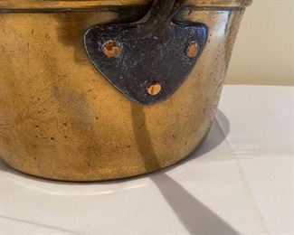 Antique HEAVY brass pot w/iron handle