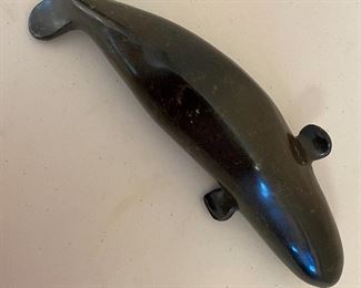 Soapstone whale, signed