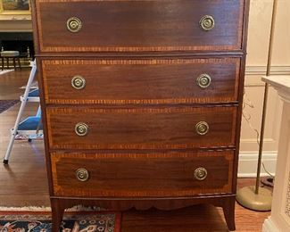 Inlaid mahogany four drawer chest of drawers