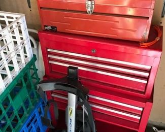 red small tool storage drawers